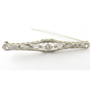 Vintage 14 Karat White Gold and Diamond Brooch/Pin #3850